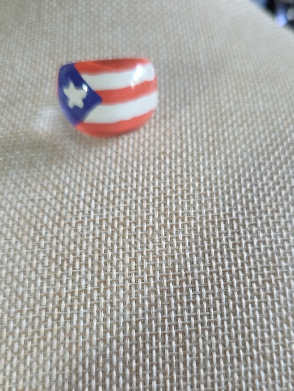 Red, White & Blue Enamel Flag Ring - Picture 1 of 2